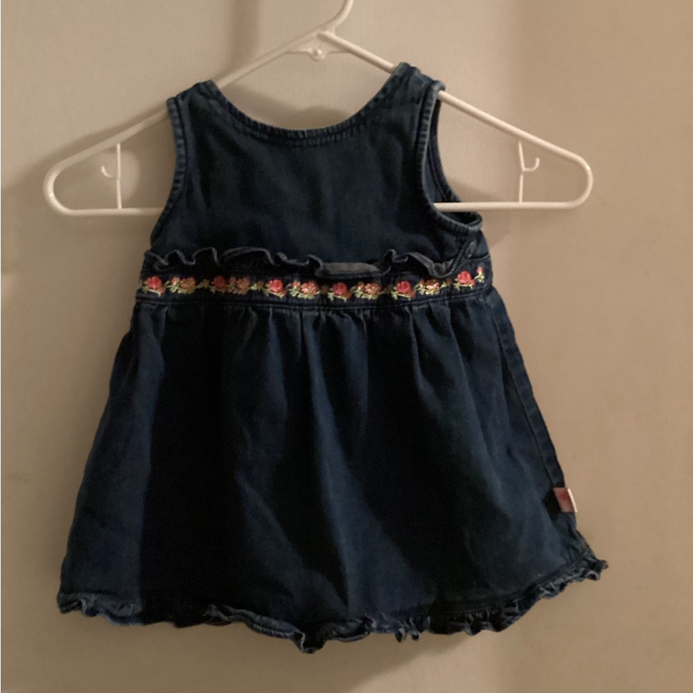 Betsey Johnson Girls Denim Dress With Flower Embroidery 18 Months